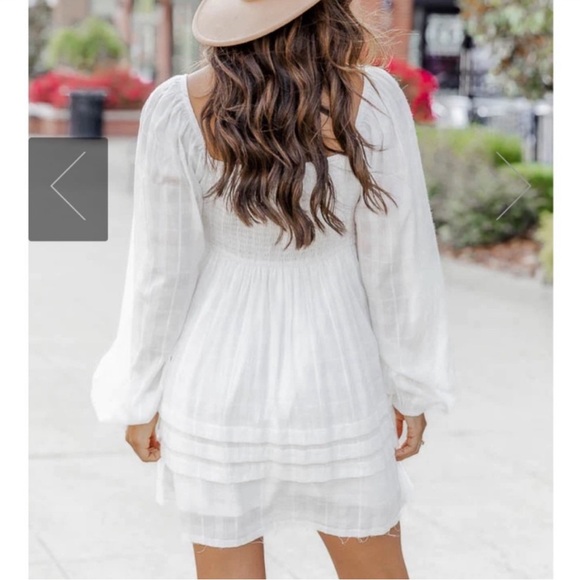 Pink Lily White long sleeve boho mini dress - Picture 2 of 7